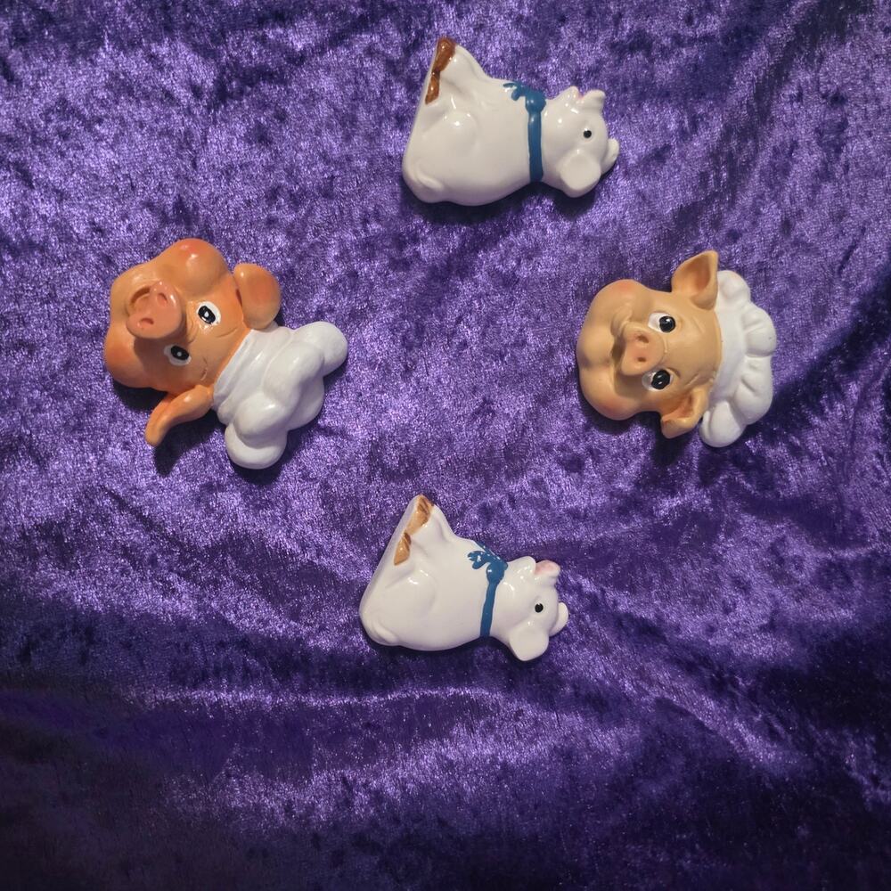 4 pc Vintage Pig Magnets grannycore cottagecore farmhouse decor
